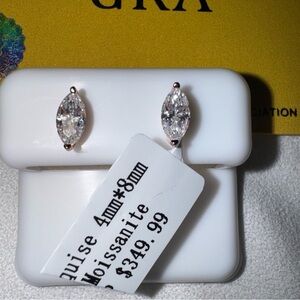 NEW Diamond Shaped Moissanite & Sterling Pierced Earrings w/GRA
